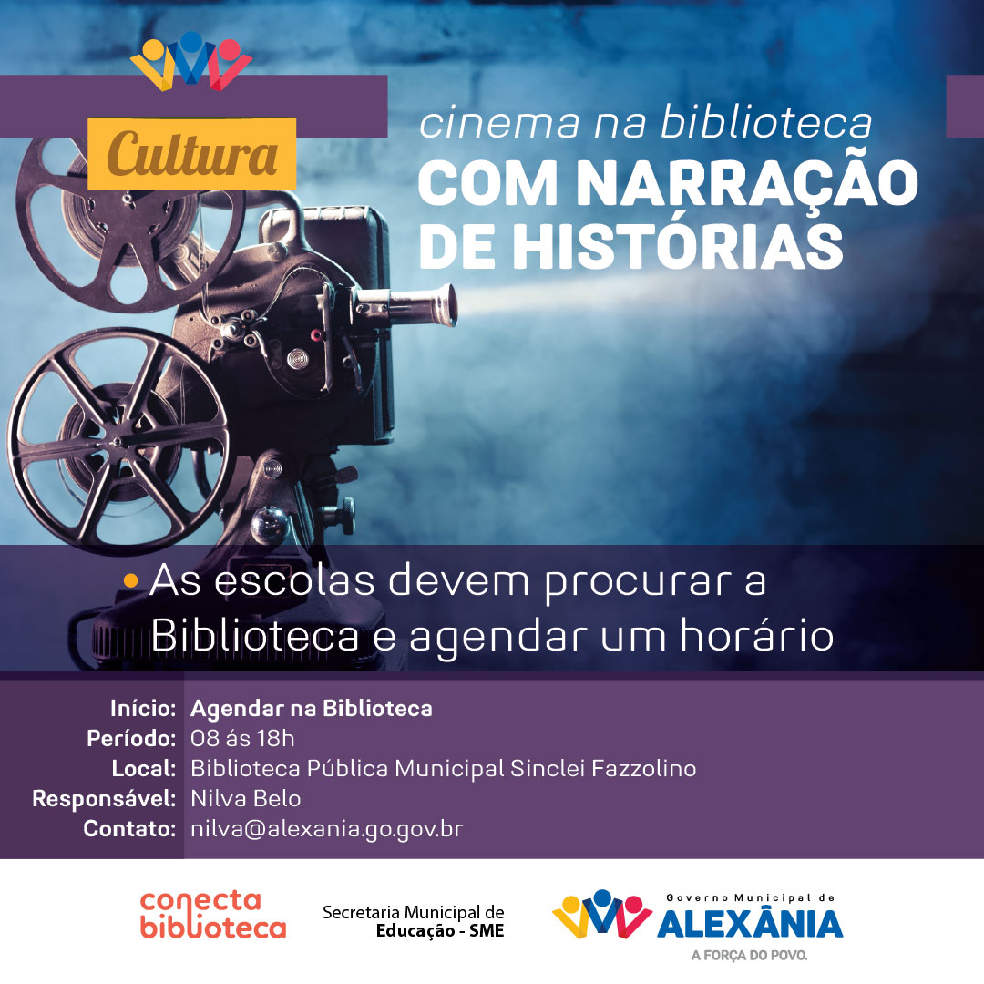 Cinema na Biblioteca, ação que disponibiliza espaço para escolas