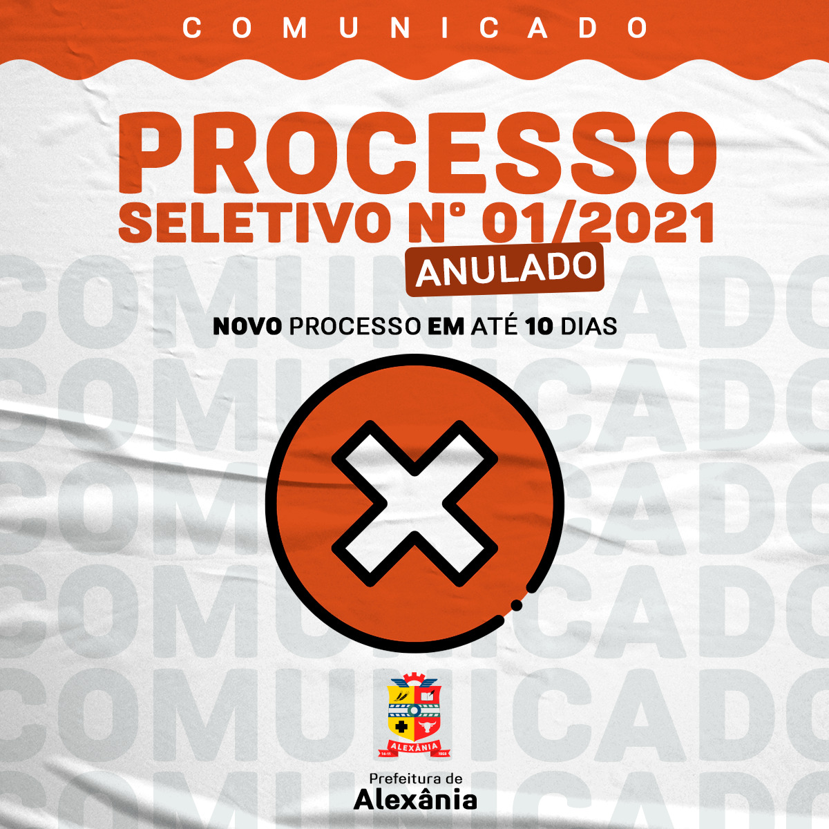 Anulação do Processo Seletivo nº. 001/2021 (Edital nº. 002/2021)